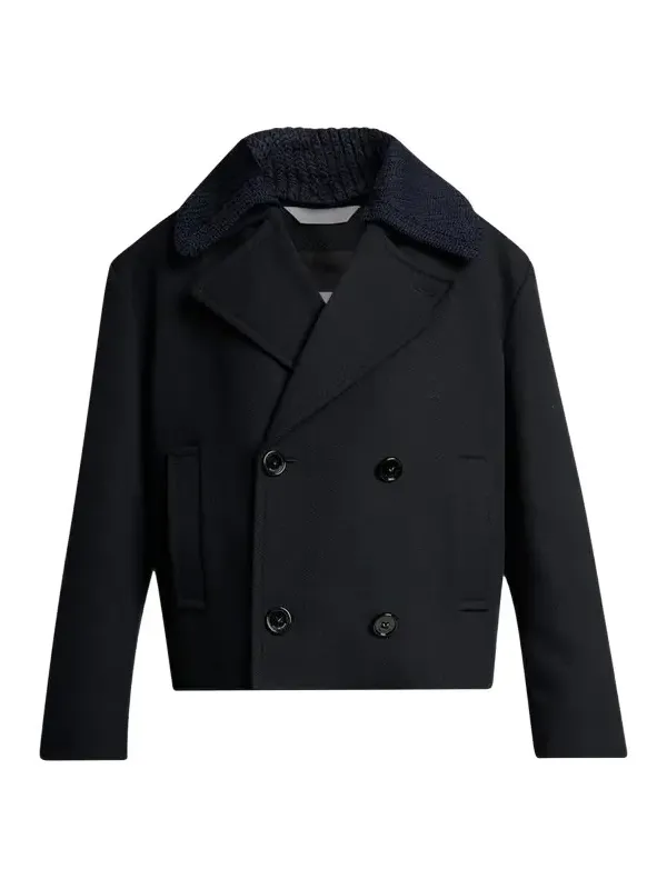 Balenciaga Men's Wool Knit-Collar Double-Breasted Jacket