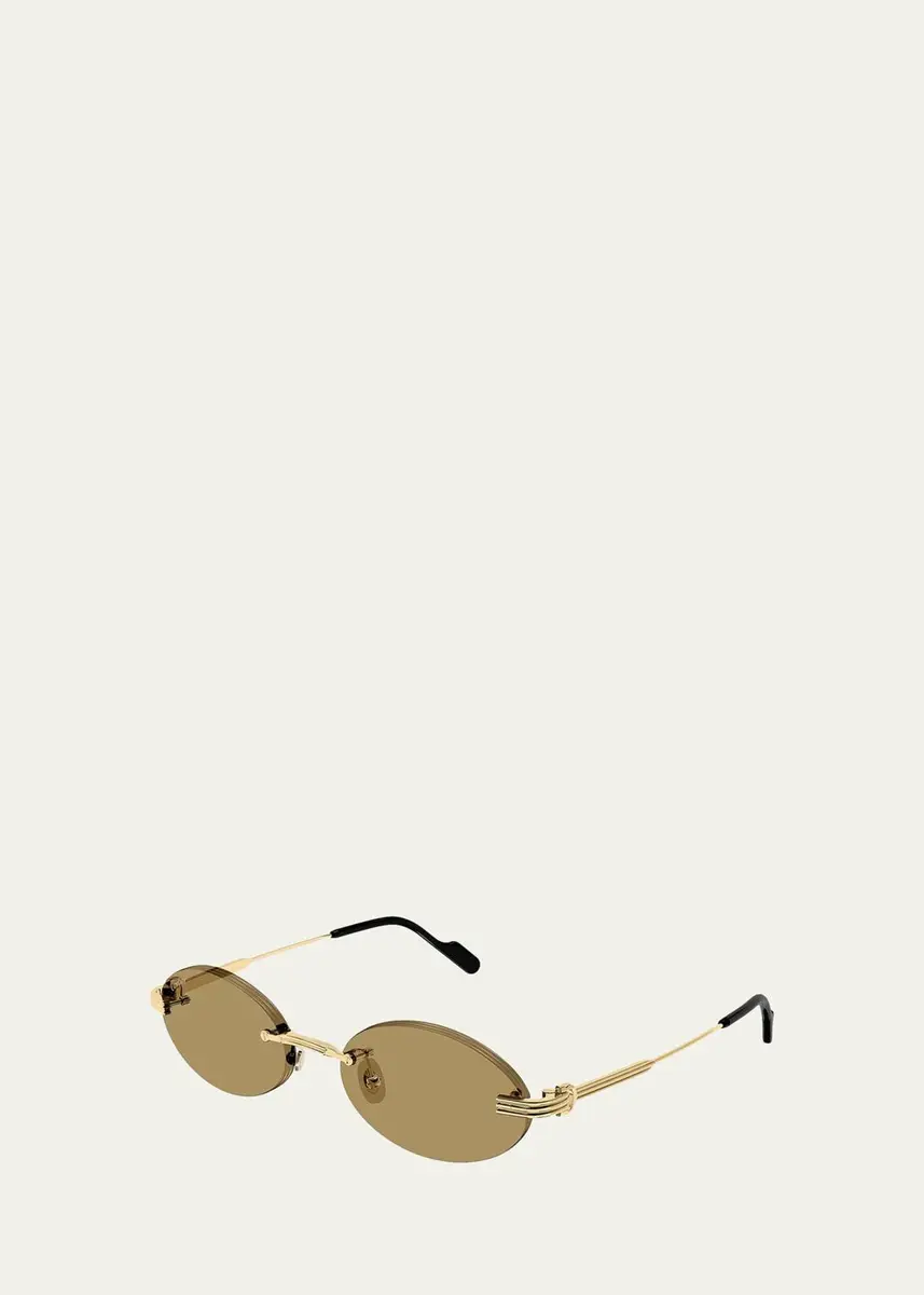 Cartier Première de 53MM 24K-Gold-Plated Rimless Oval Sunglasses | Thumbnail 2