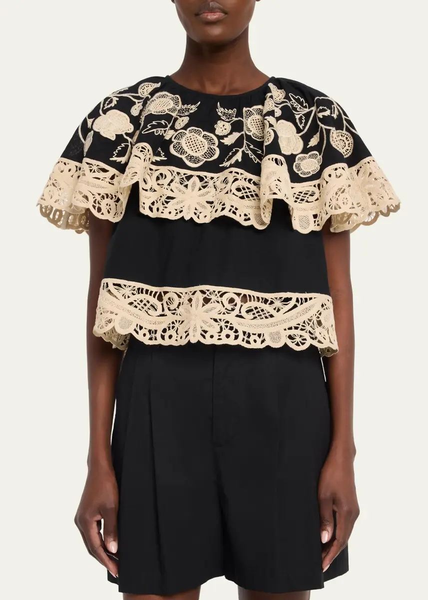 Sea Shiloh Embroidered Ruffle Blouse | Thumbnail 4 Sea Shiloh Embroidered Ruffle Blouse | Thumbnail 4
