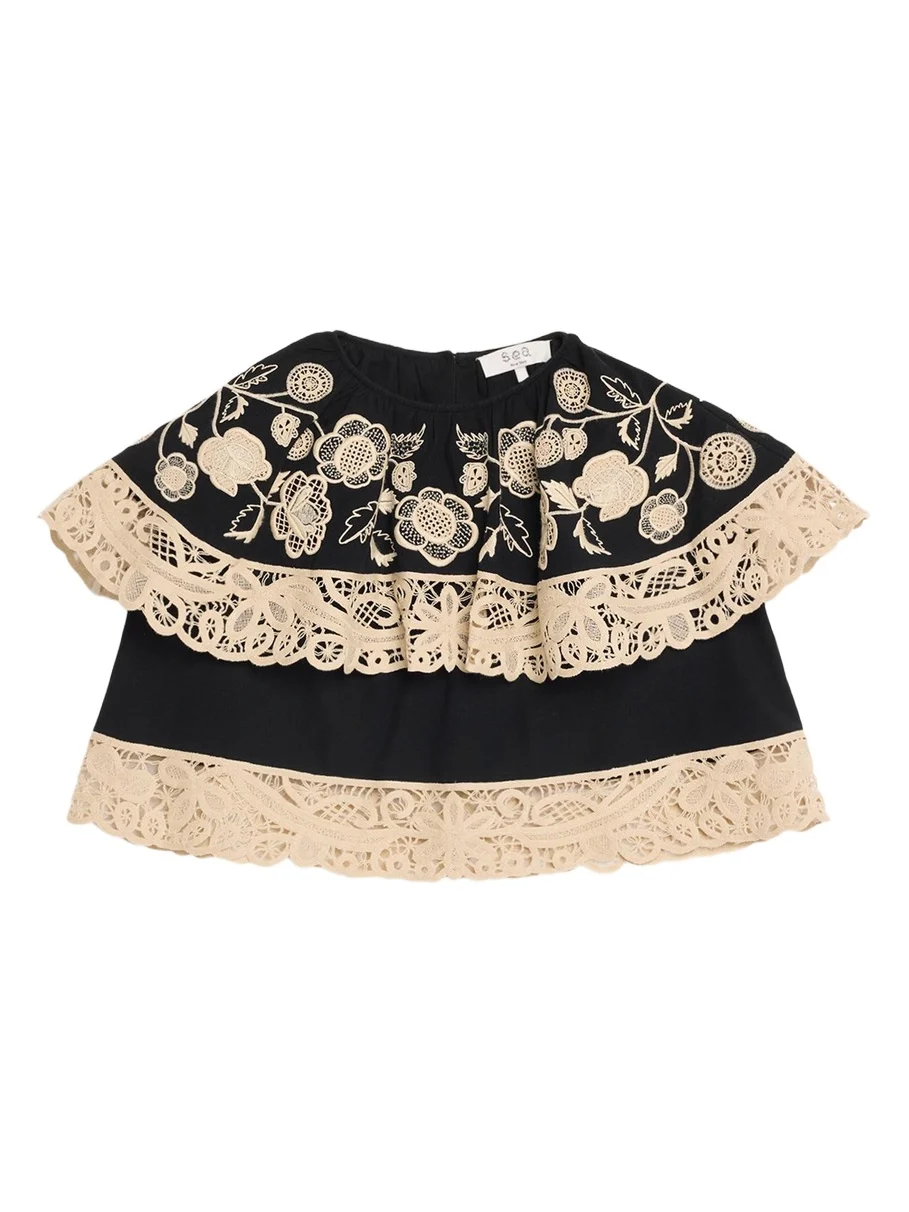 Shiloh Embroidered Ruffle Blouse Shiloh Embroidered Ruffle Blouse