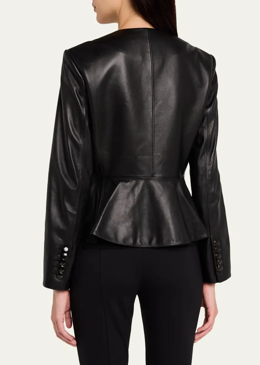 Veronica Beard Quinn Leather Peplum Jacket | Thumbnail 3 Veronica Beard Quinn Leather Peplum Jacket | Thumbnail 3