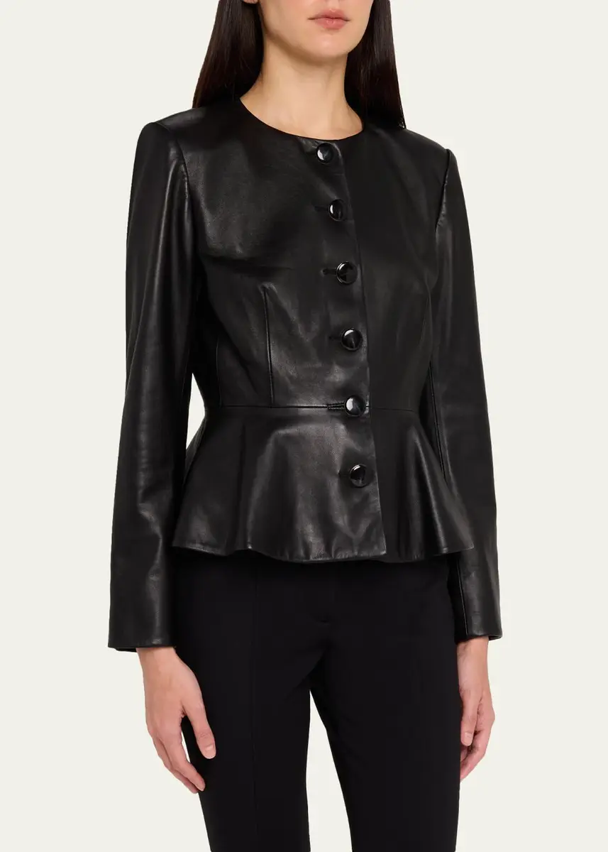 Veronica Beard Quinn Leather Peplum Jacket | Thumbnail 4 Veronica Beard Quinn Leather Peplum Jacket | Thumbnail 4