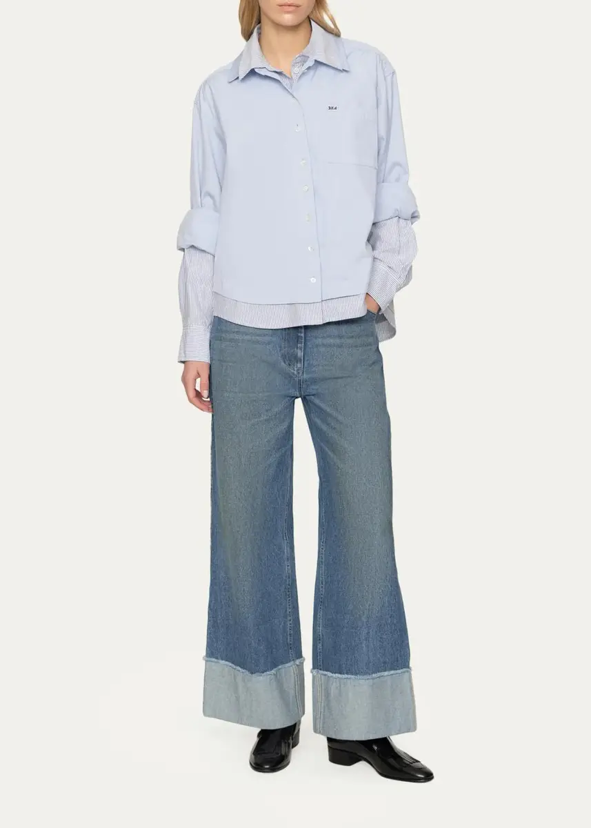 Sea Zayna Double-Layer Cotton Button-Front Shirt | Thumbnail 2 Sea Zayna Double-Layer Cotton Button-Front Shirt | Thumbnail 2