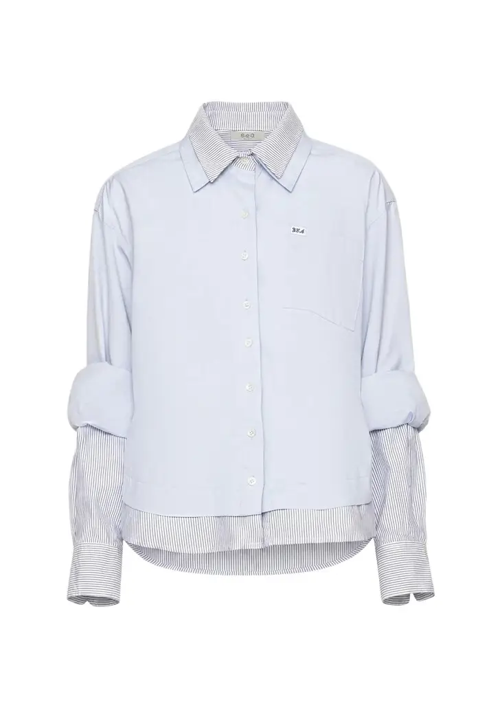 Sea Zayna Double-Layer Cotton Button-Front Shirt