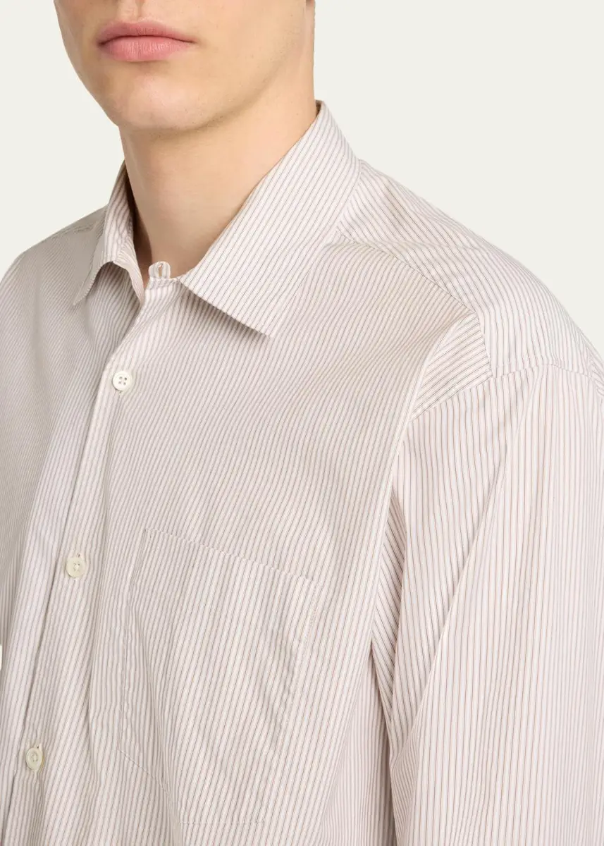The Row Men's Vanja Cotton Stripe Dress Shirt | Thumbnail 5 The Row Men's Vanja Cotton Stripe Dress Shirt | Thumbnail 5