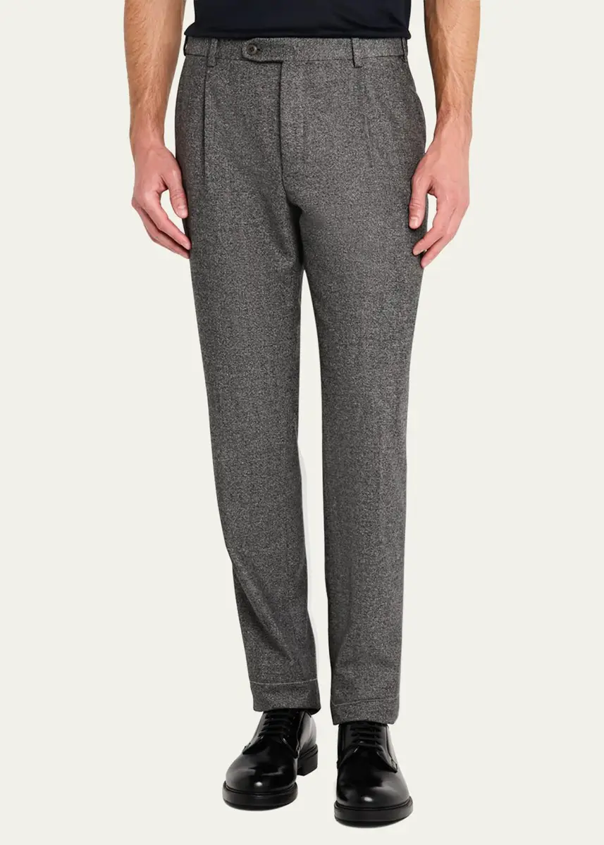 Brioni Men's Wool Flannel Trousers | Thumbnail 4