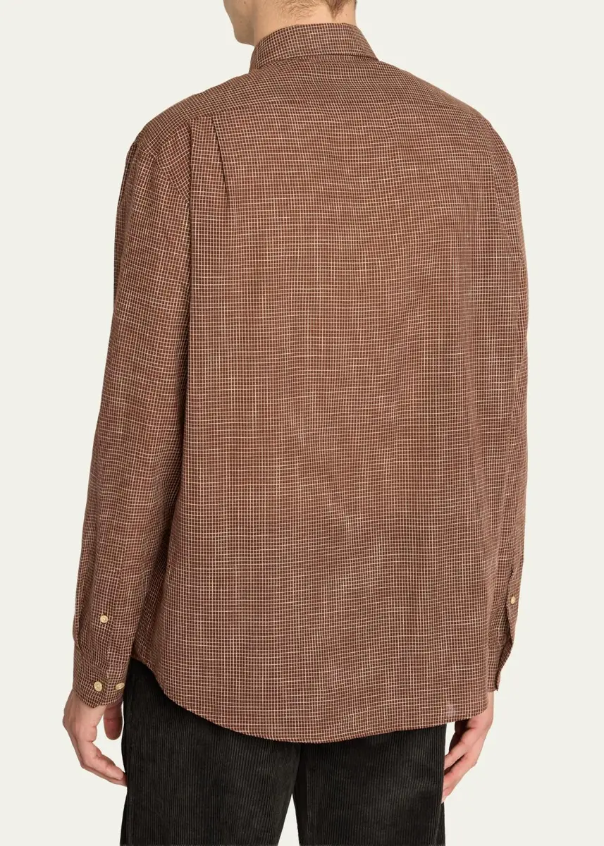 The Row Men's Pompeo Cotton Check Sport Shirt | Thumbnail 3