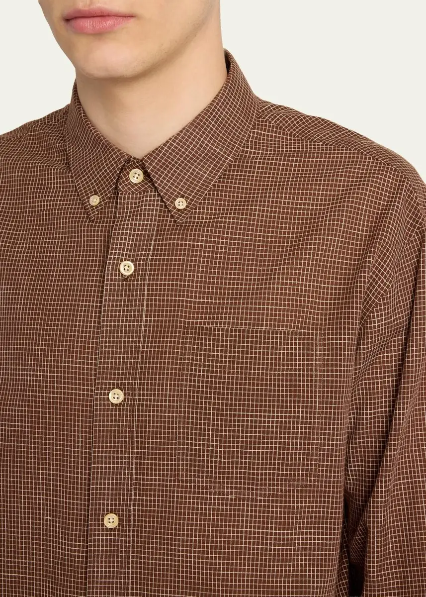 The Row Men's Pompeo Cotton Check Sport Shirt | Thumbnail 5