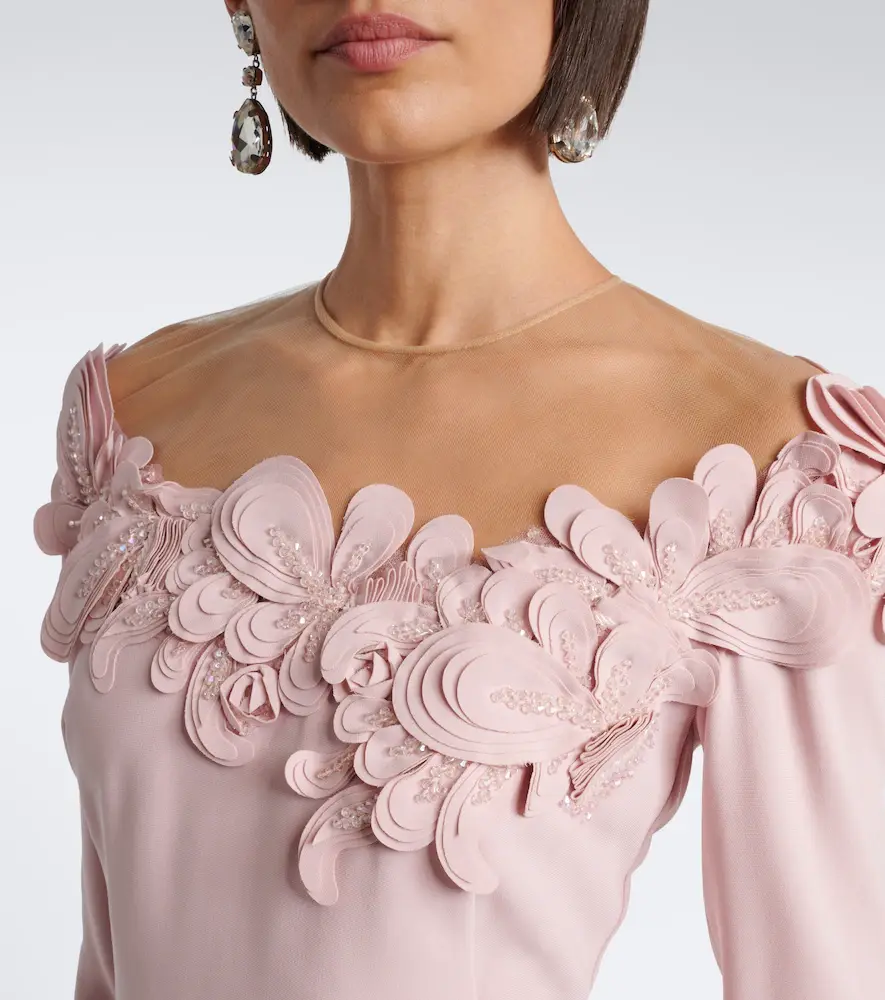Costarellos Zurina embellished floral-appliqué crêpe gown | Thumbnail 6 Costarellos Zurina embellished floral-appliqué crêpe gown | Thumbnail 6