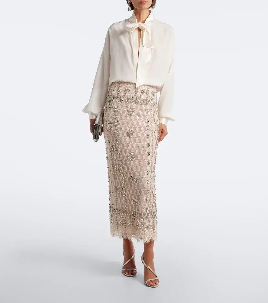 Costarellos Dena embellished lace pencil skirt | Thumbnail 6