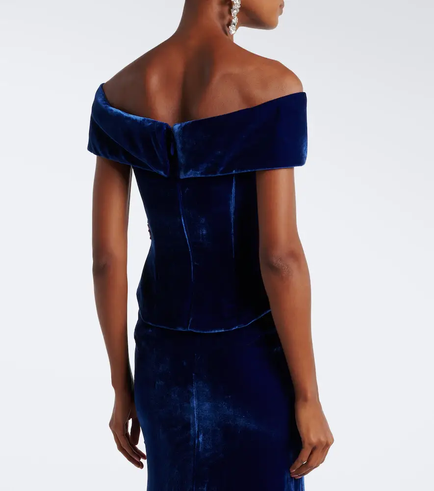 Costarellos Rielle embellished floral-appliqué velvet gown | Thumbnail 5