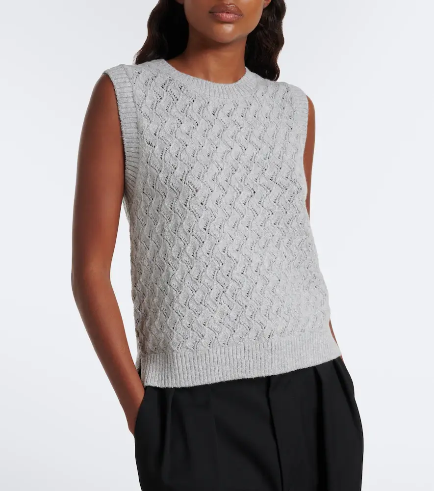 Varley Hazen pointelle cotton-blend sweater vest | Thumbnail 2