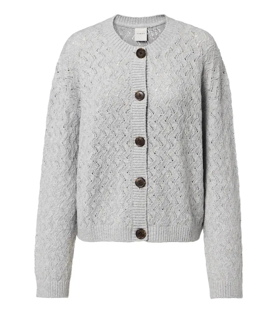 Varley Hossler pointelle cotton-blend cardigan