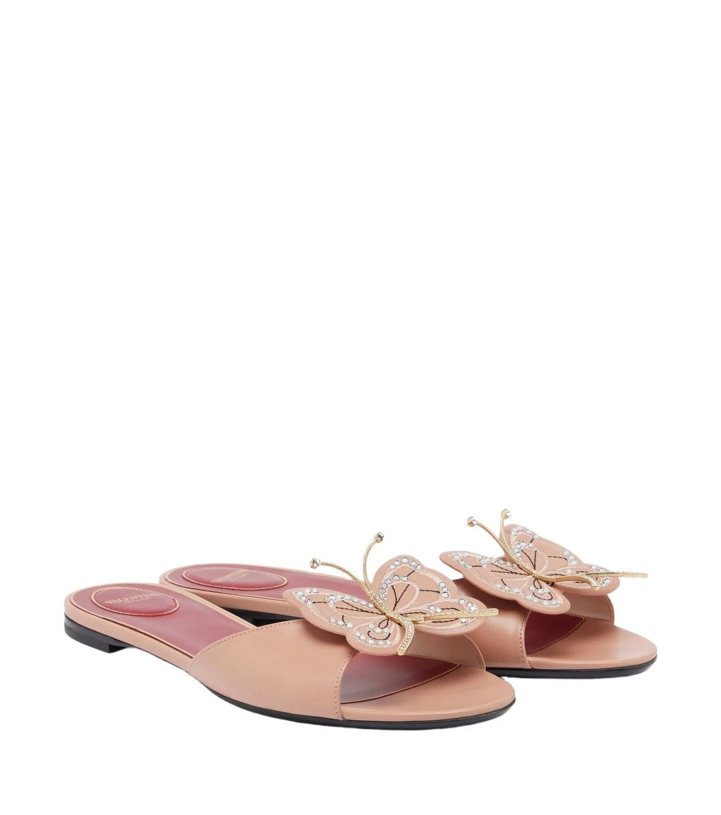 Valentino Garavani Flutterby embellished leather slides
