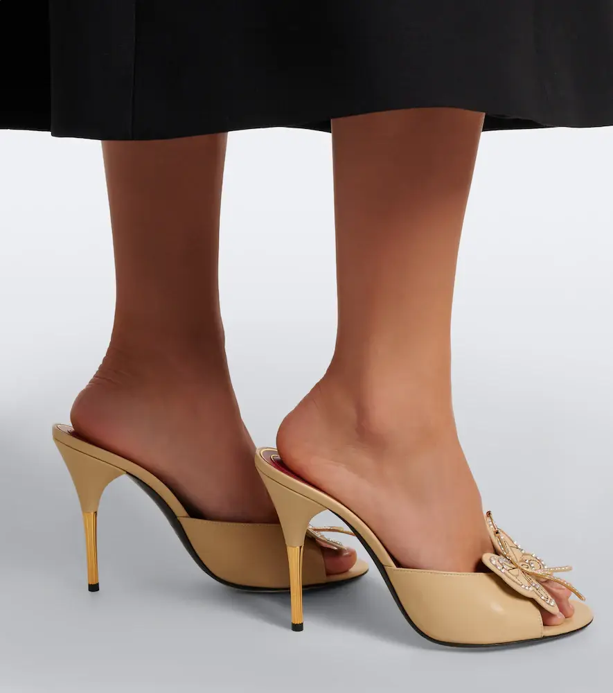 Valentino Garavani Flutterby embellished leather mules | Thumbnail 5 Valentino Garavani Flutterby embellished leather mules | Thumbnail 5