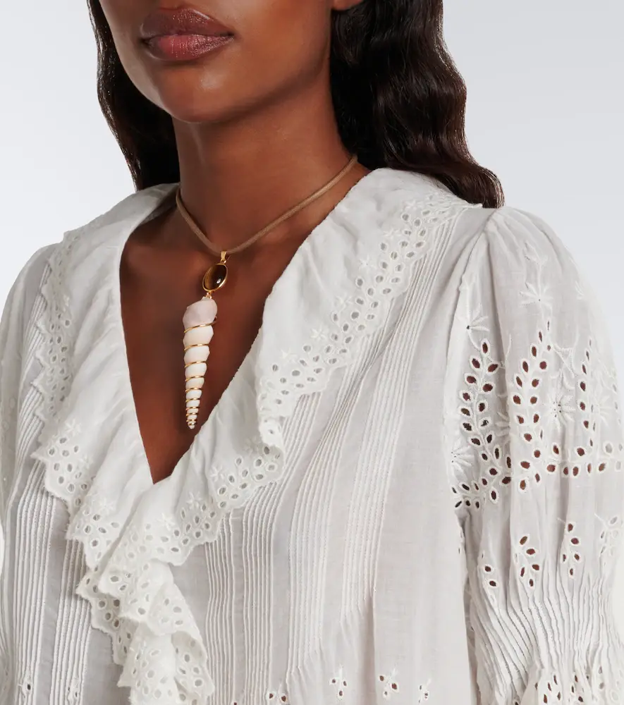 DÔEN Dôen Henri broderie anglaise ruffled cotton blouse | Thumbnail 3 DÔEN Dôen Henri broderie anglaise ruffled cotton blouse | Thumbnail 3