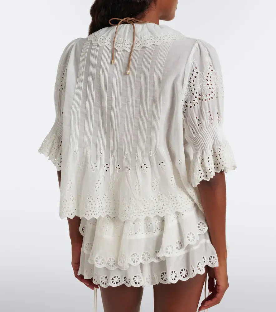 DÔEN Dôen Henri broderie anglaise ruffled cotton blouse | Thumbnail 4 DÔEN Dôen Henri broderie anglaise ruffled cotton blouse | Thumbnail 4