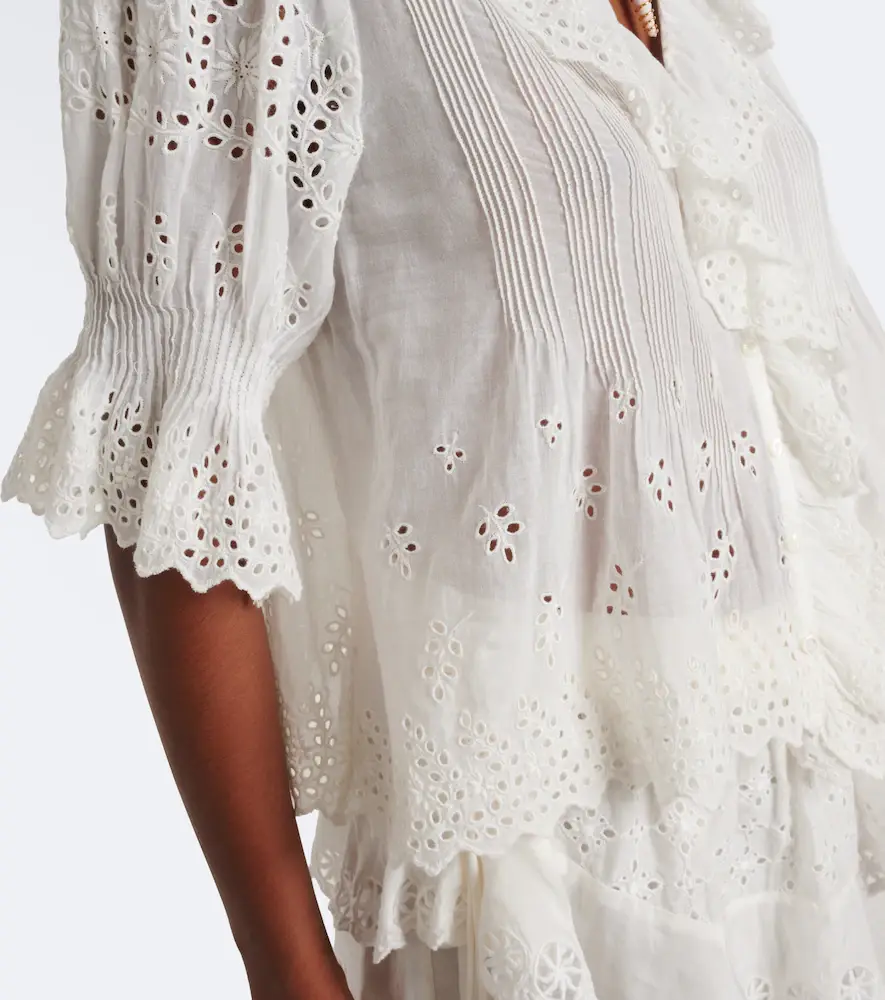 DÔEN Dôen Henri broderie anglaise ruffled cotton blouse | Thumbnail 6 DÔEN Dôen Henri broderie anglaise ruffled cotton blouse | Thumbnail 6