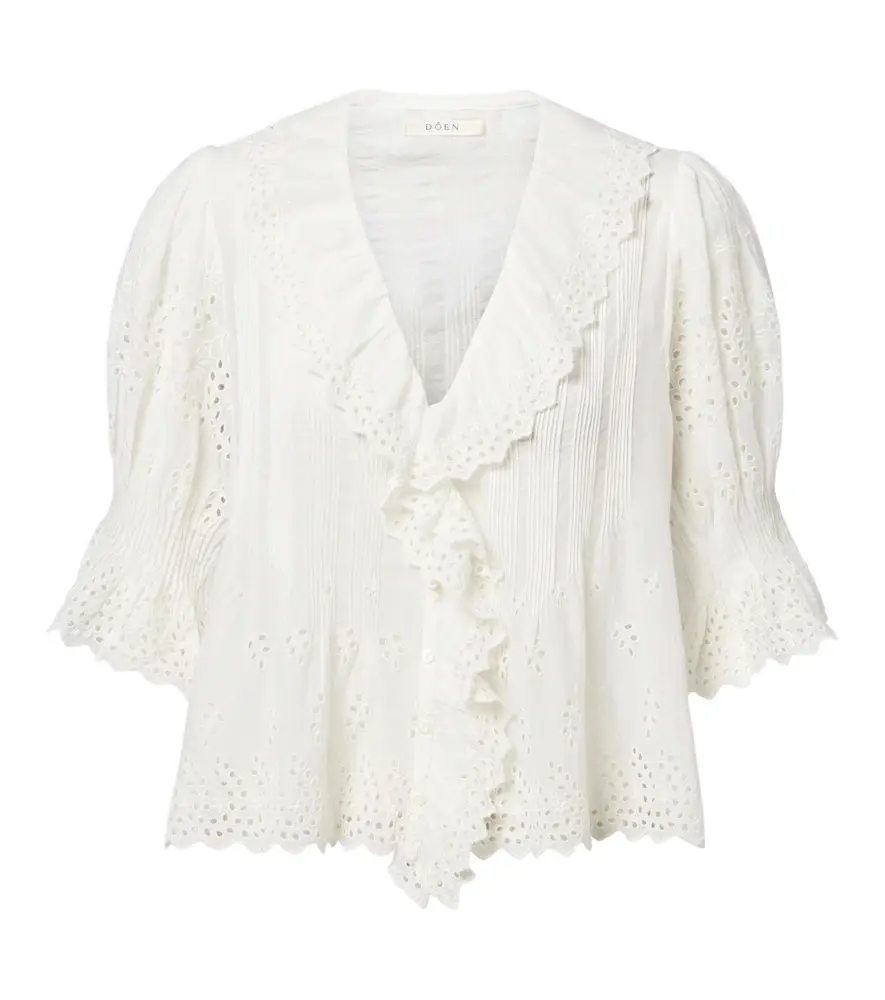 DÔEN Dôen Henri broderie anglaise ruffled cotton blouse | Image 1 DÔEN Dôen Henri broderie anglaise ruffled cotton blouse | Image 1