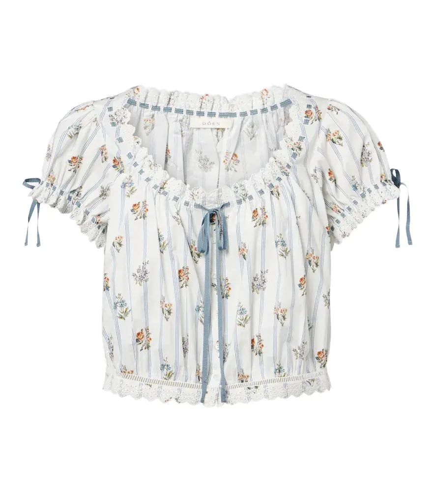Doen Dôen Nera embroidered printed cotton top | Image 1 Doen Dôen Nera embroidered printed cotton top | Image 1