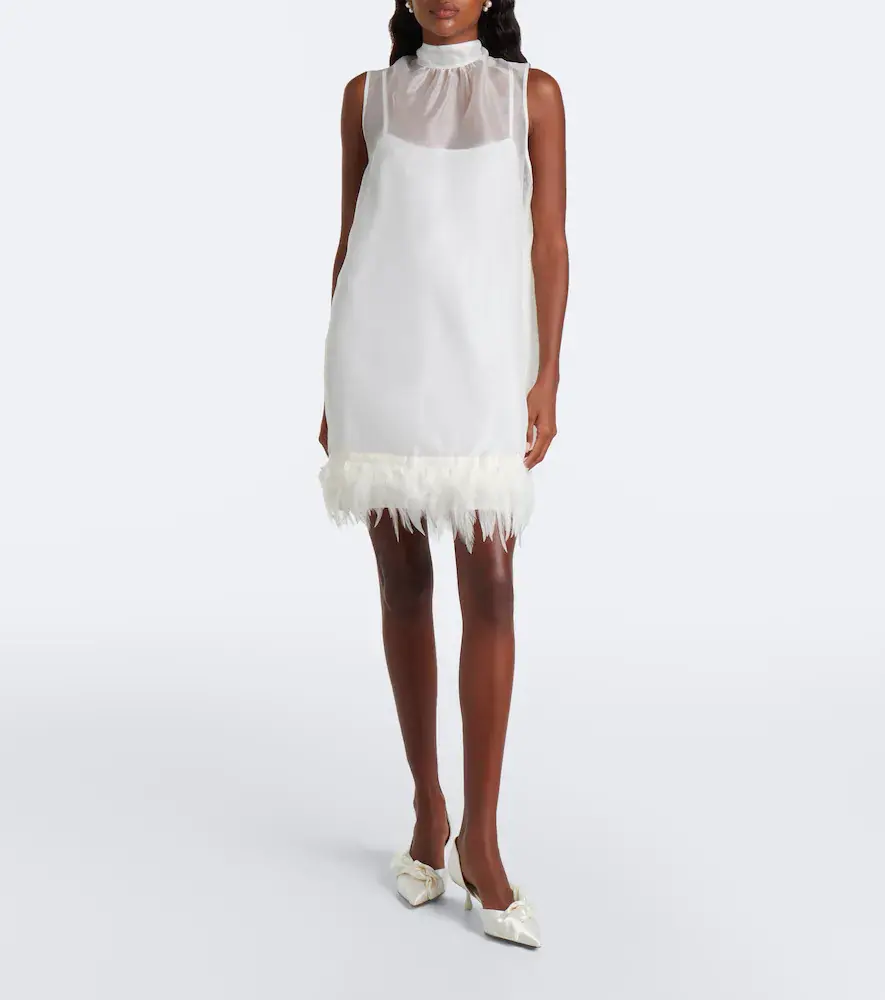 Staud Albee feather-trimmed silk minidress | Thumbnail 2
