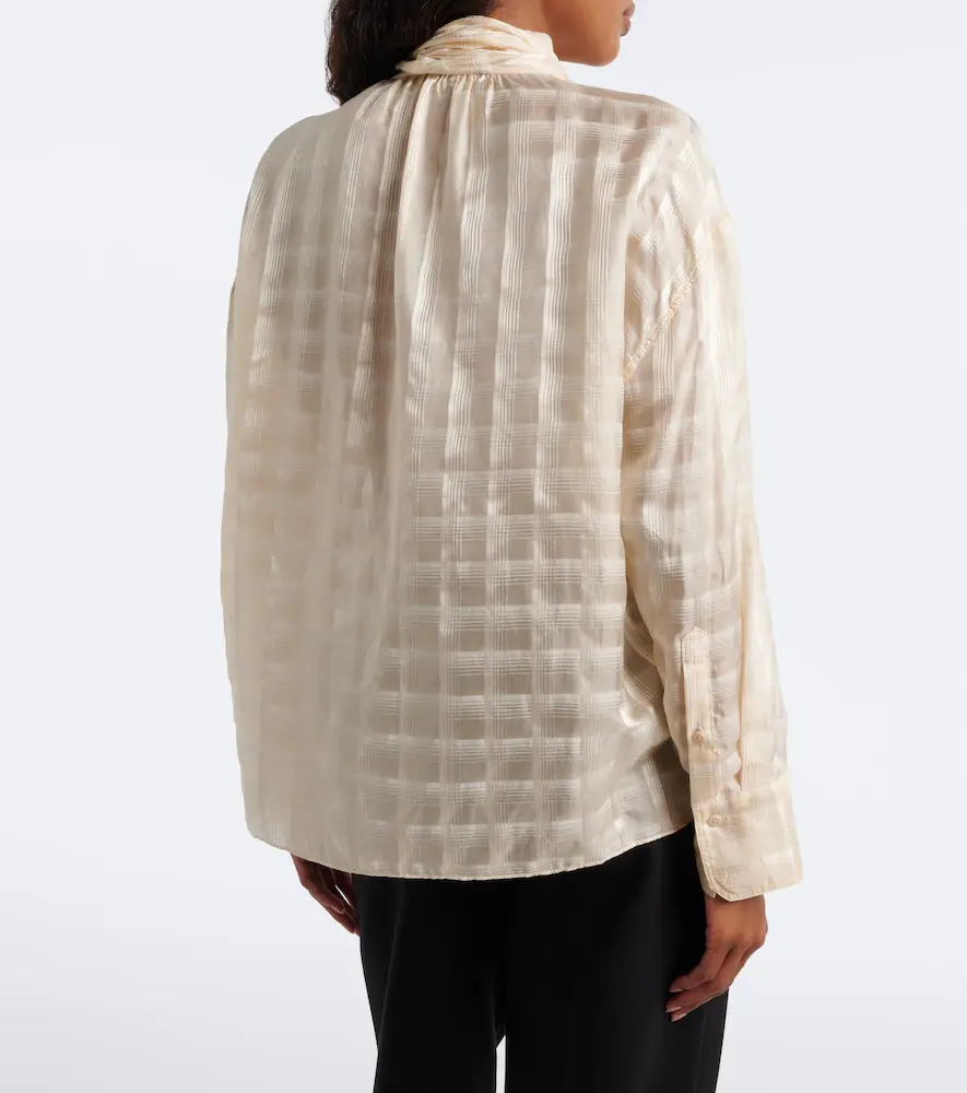 Dorothee Schumacher Airy Check tie-neck cotton and silk blouse | Thumbnail 2 Dorothee Schumacher Airy Check tie-neck cotton and silk blouse | Thumbnail 2