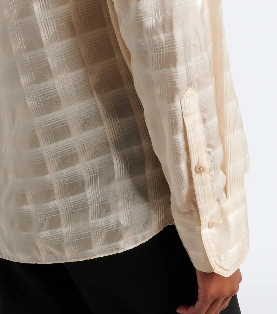 Dorothee Schumacher Airy Check tie-neck cotton and silk blouse | Thumbnail 5 Dorothee Schumacher Airy Check tie-neck cotton and silk blouse | Thumbnail 5