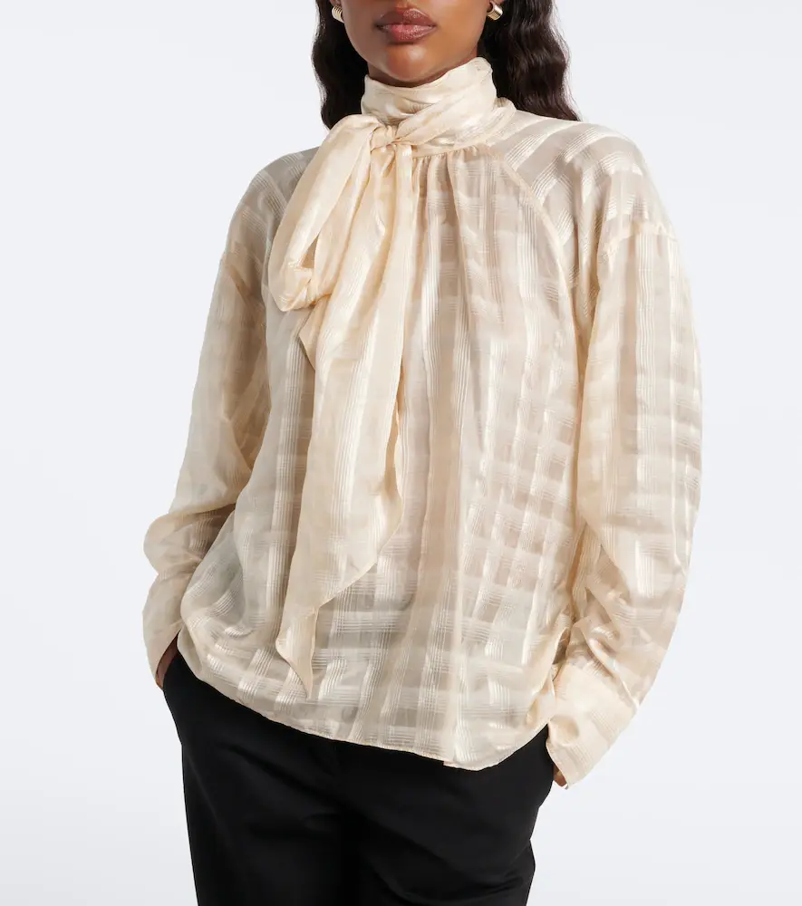 Dorothee Schumacher Airy Check tie-neck cotton and silk blouse | Thumbnail 7 Dorothee Schumacher Airy Check tie-neck cotton and silk blouse | Thumbnail 7