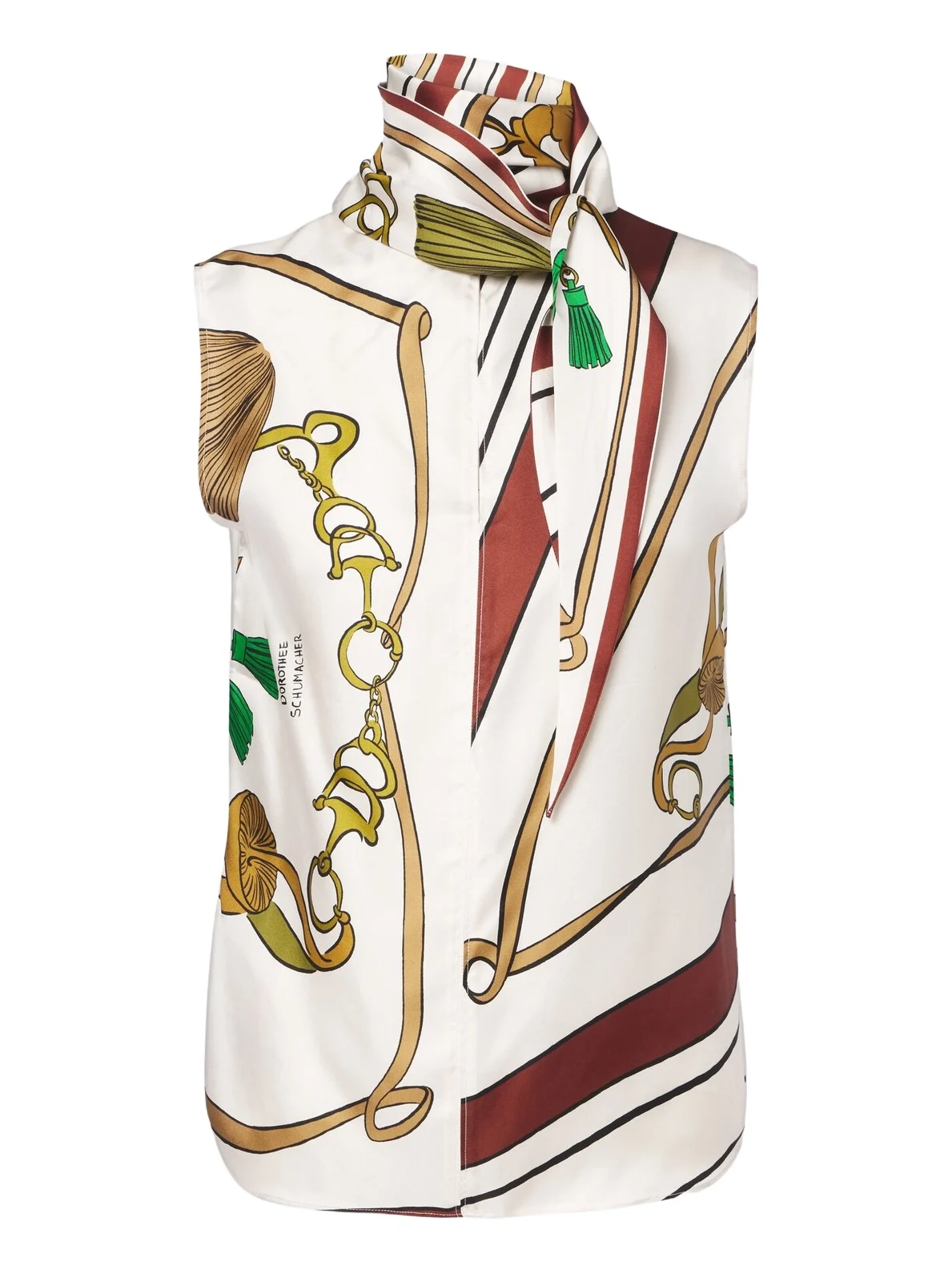 Dorothee Schumacher Cosmic Funghi printed tie-neck silk twill top