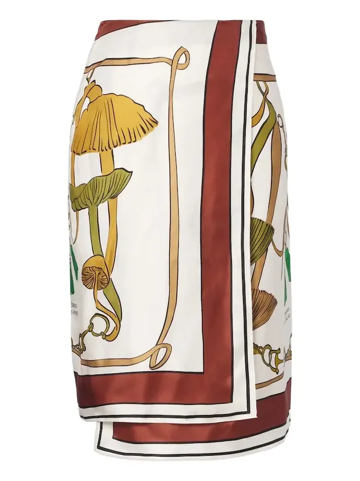 Cosmic Funghi printed silk twill wrap skirt Cosmic Funghi printed silk twill wrap skirt