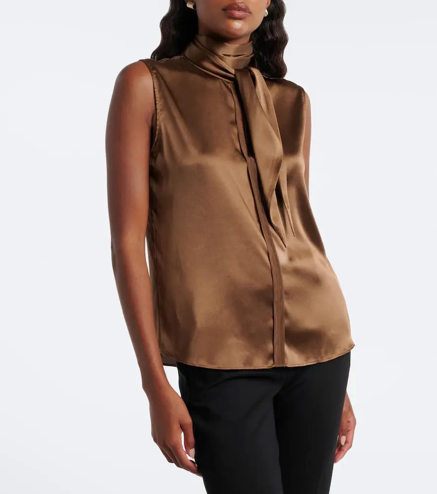 Dorothee Schumacher Sense of Shine tie-neck silk-blend satin top | Thumbnail 5 Dorothee Schumacher Sense of Shine tie-neck silk-blend satin top | Thumbnail 5