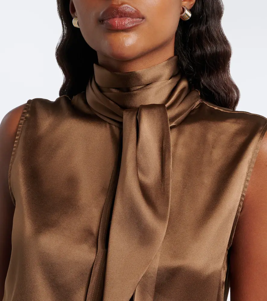 Dorothee Schumacher Sense of Shine tie-neck silk-blend satin top | Thumbnail 6 Dorothee Schumacher Sense of Shine tie-neck silk-blend satin top | Thumbnail 6