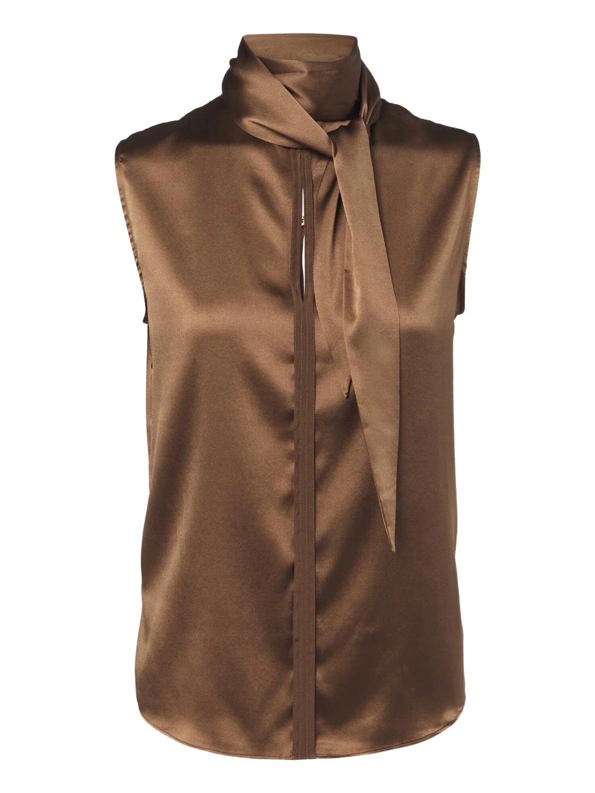 Sense of Shine tie-neck silk-blend satin top Sense of Shine tie-neck silk-blend satin top