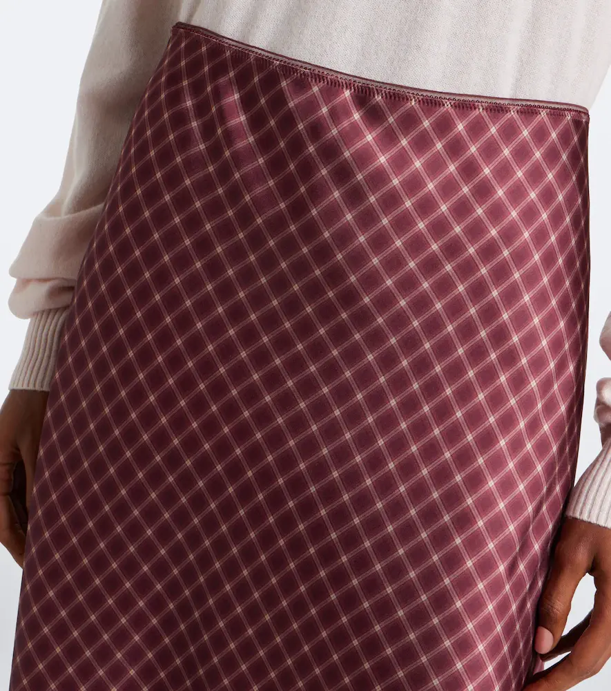 Vince Plaid satin midi skirt | Thumbnail 2 Vince Plaid satin midi skirt | Thumbnail 2