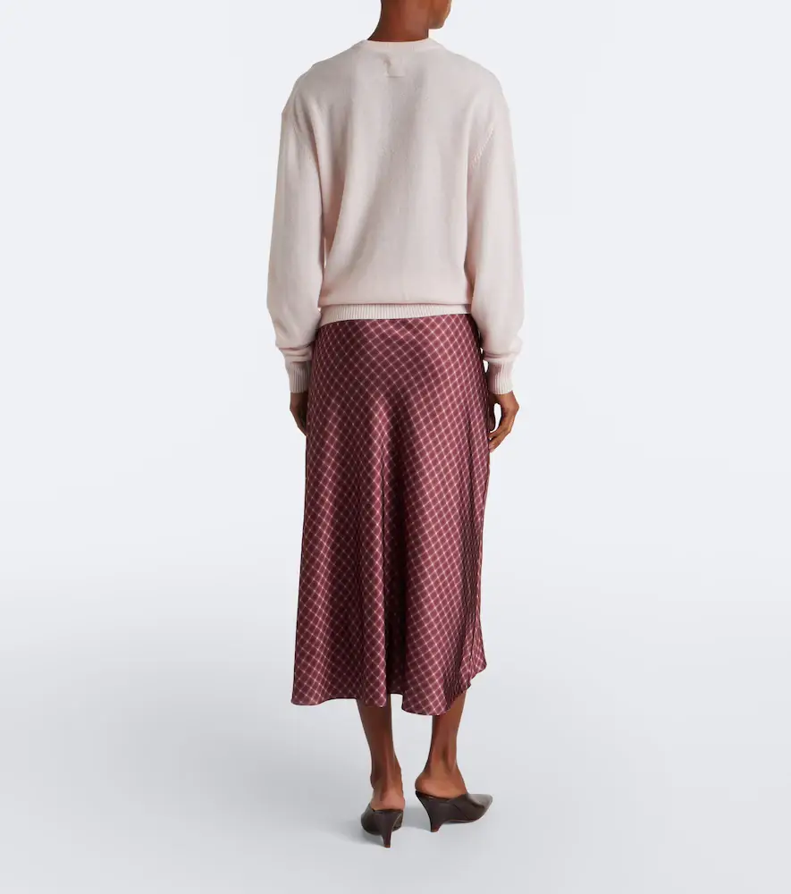 Vince Plaid satin midi skirt | Thumbnail 3 Vince Plaid satin midi skirt | Thumbnail 3