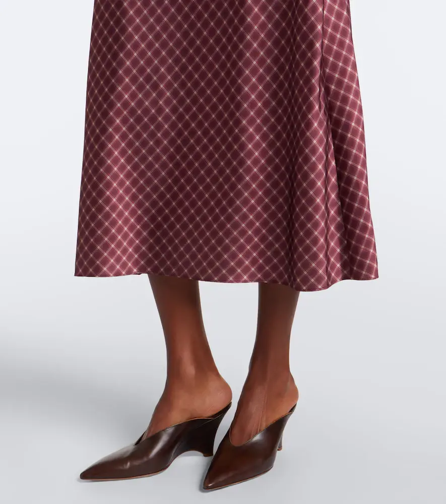 Vince Plaid satin midi skirt | Thumbnail 4 Vince Plaid satin midi skirt | Thumbnail 4