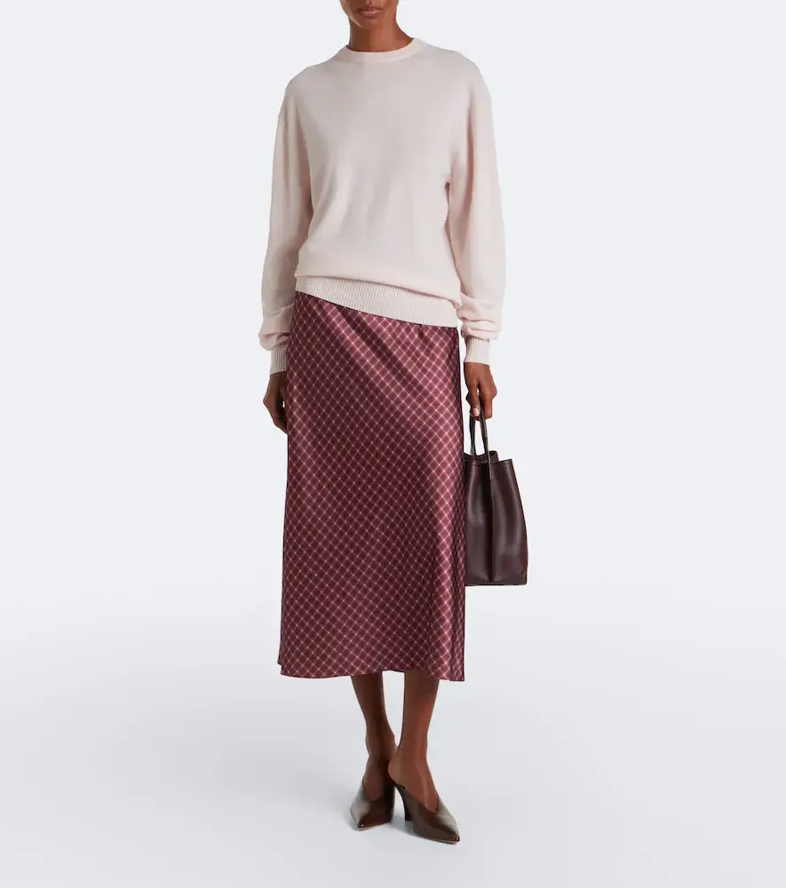 Vince Plaid satin midi skirt | Thumbnail 5 Vince Plaid satin midi skirt | Thumbnail 5