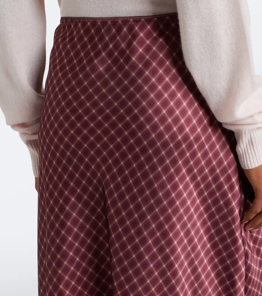 Vince Plaid satin midi skirt | Thumbnail 6 Vince Plaid satin midi skirt | Thumbnail 6