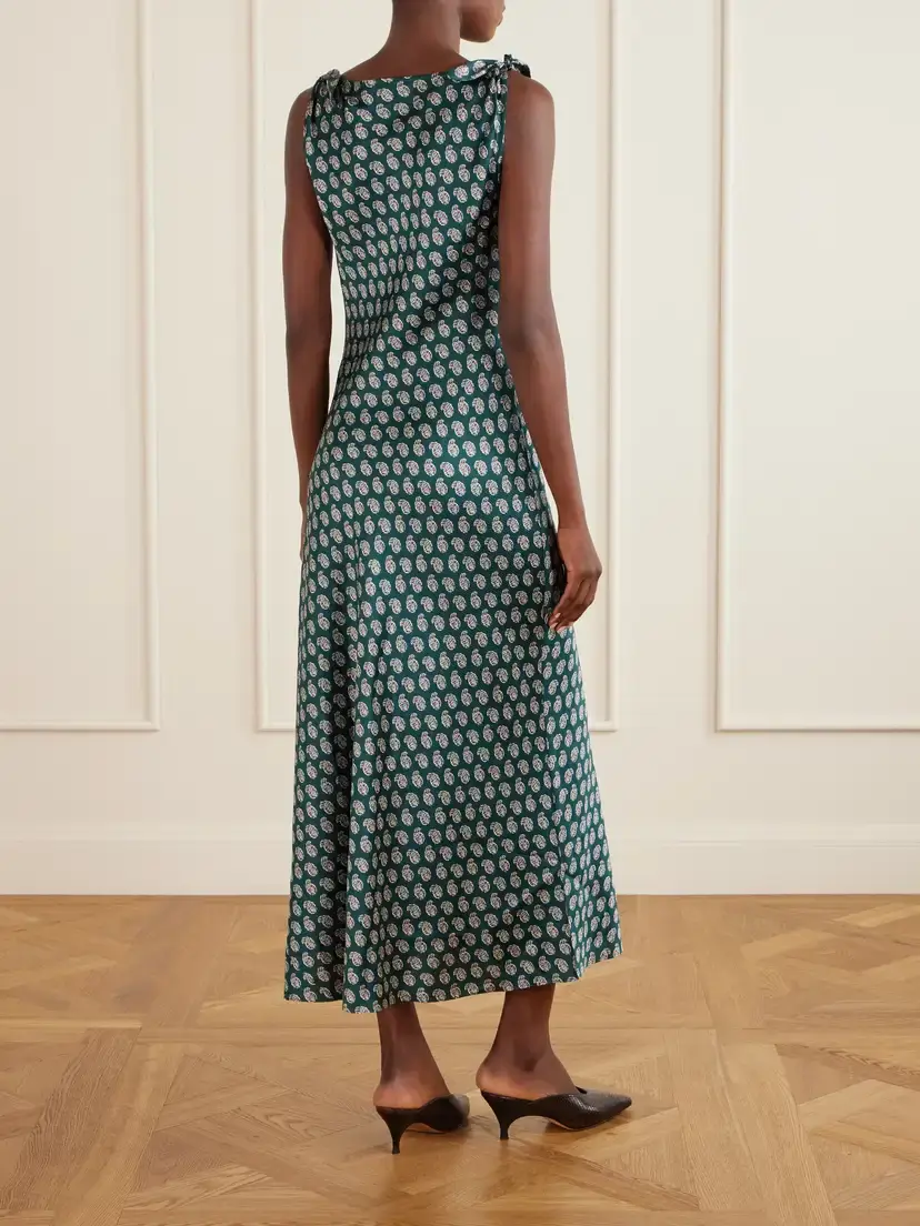 DÔEN Mariselle Printed Halterneck Seersucker Silk-blend Maxi Dress | Thumbnail 3 DÔEN Mariselle Printed Halterneck Seersucker Silk-blend Maxi Dress | Thumbnail 3