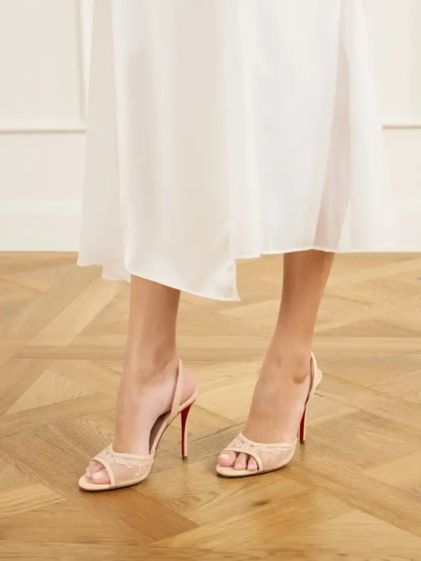 Christian Louboutin Miss Z 100 Lace And Leather-trimmed Slingback Sandals | Thumbnail 2 Christian Louboutin Miss Z 100 Lace And Leather-trimmed Slingback Sandals | Thumbnail 2