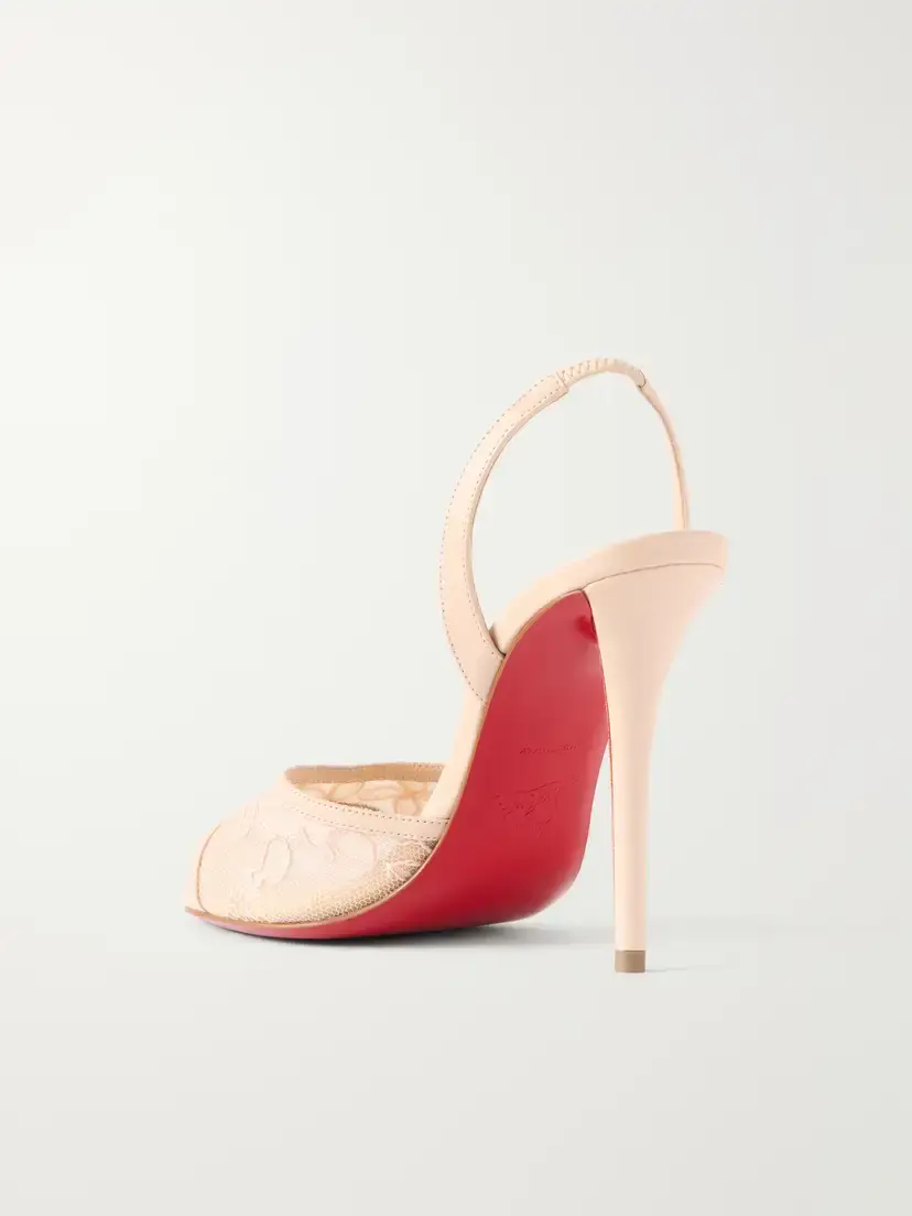 Christian Louboutin Miss Z 100 Lace And Leather-trimmed Slingback Sandals | Thumbnail 3 Christian Louboutin Miss Z 100 Lace And Leather-trimmed Slingback Sandals | Thumbnail 3