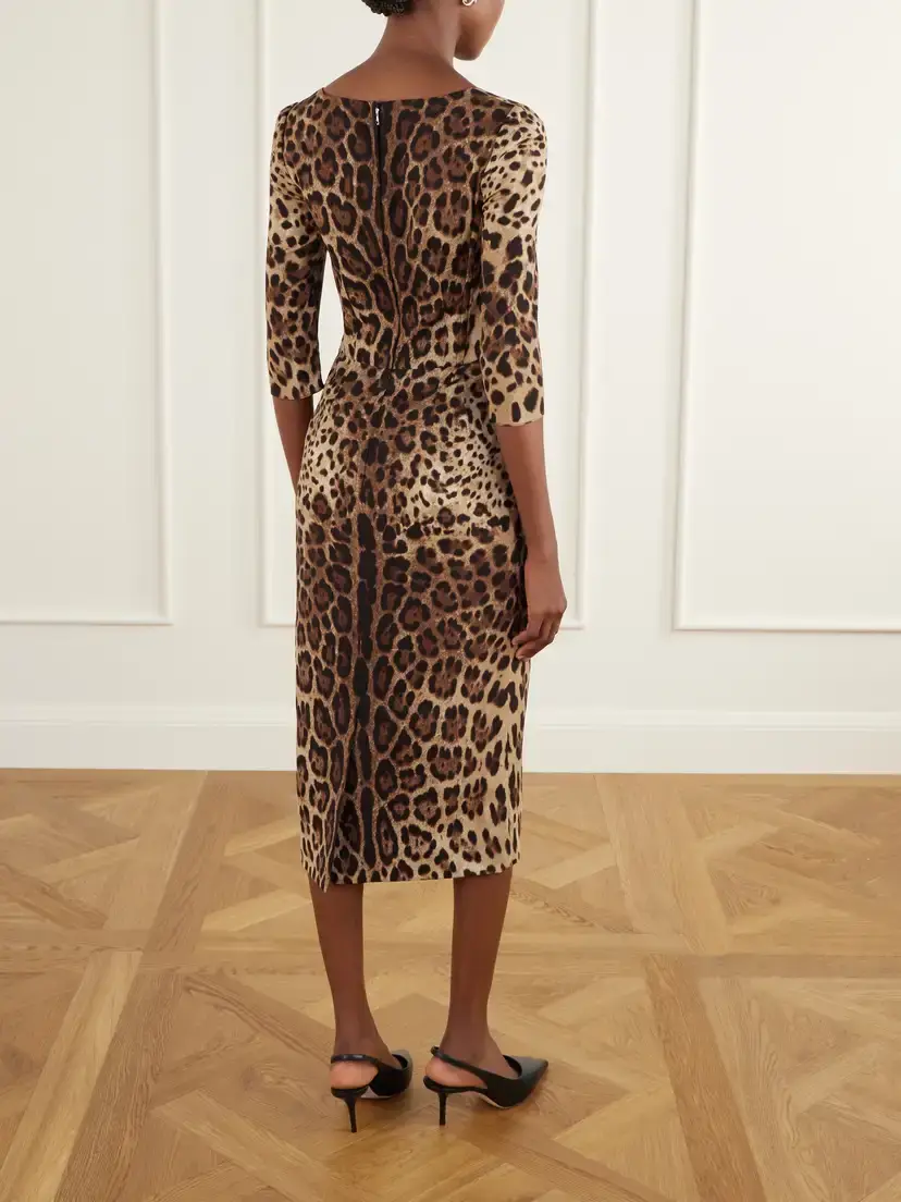Dolce & Gabbana Leopard-print Stretch-silk Midi Dress | Thumbnail 3 Dolce & Gabbana Leopard-print Stretch-silk Midi Dress | Thumbnail 3