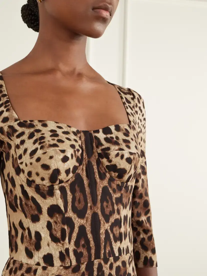 Dolce & Gabbana Leopard-print Stretch-silk Midi Dress | Thumbnail 4 Dolce & Gabbana Leopard-print Stretch-silk Midi Dress | Thumbnail 4
