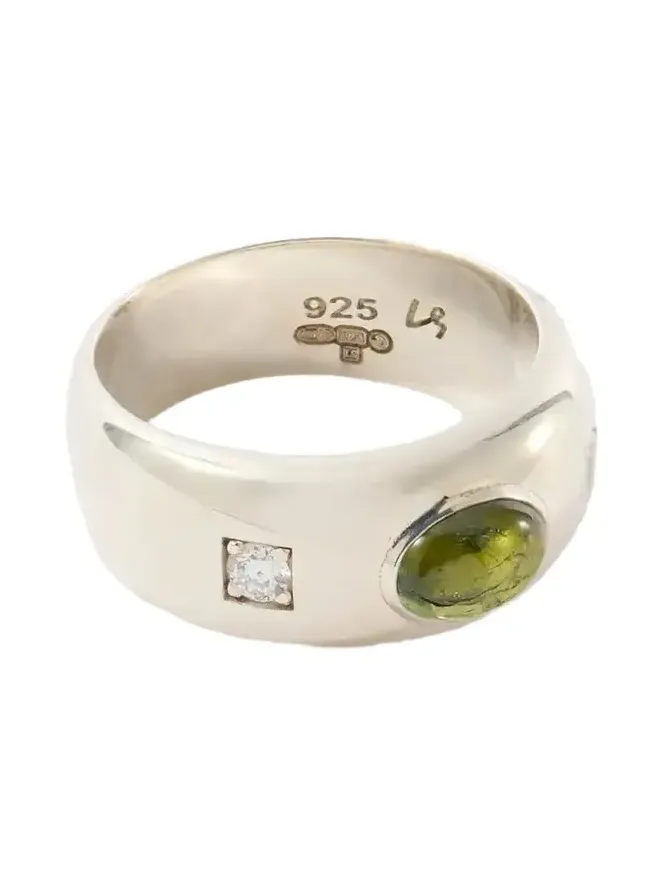 Loren Stewart Gentry Sterling Silver, Tourmaline And Diamond Ring - Green