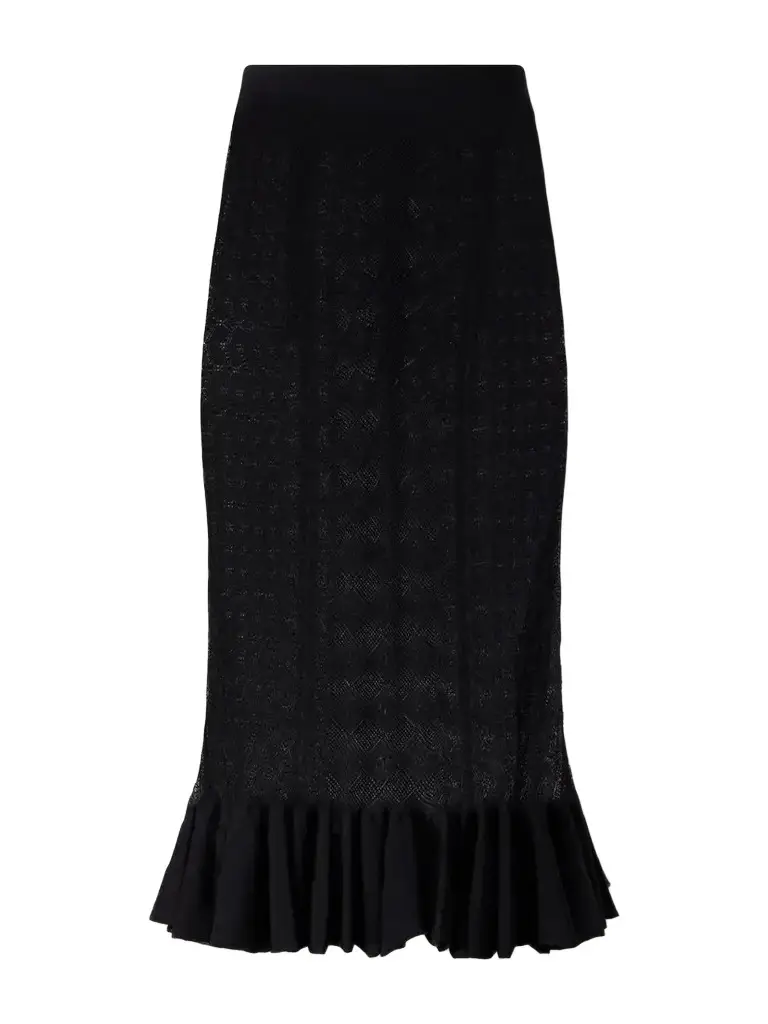 Ruffled Lace Midi Skirt