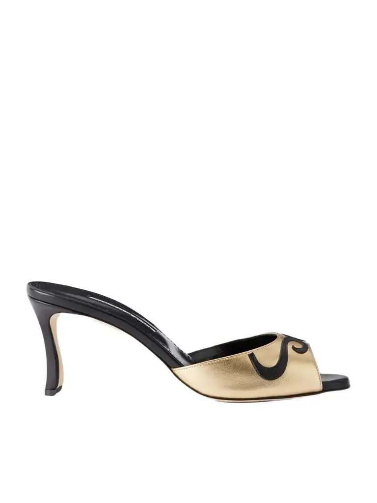 Manolo Blahnik Pintonamu 70 Metallic Leather Sandals