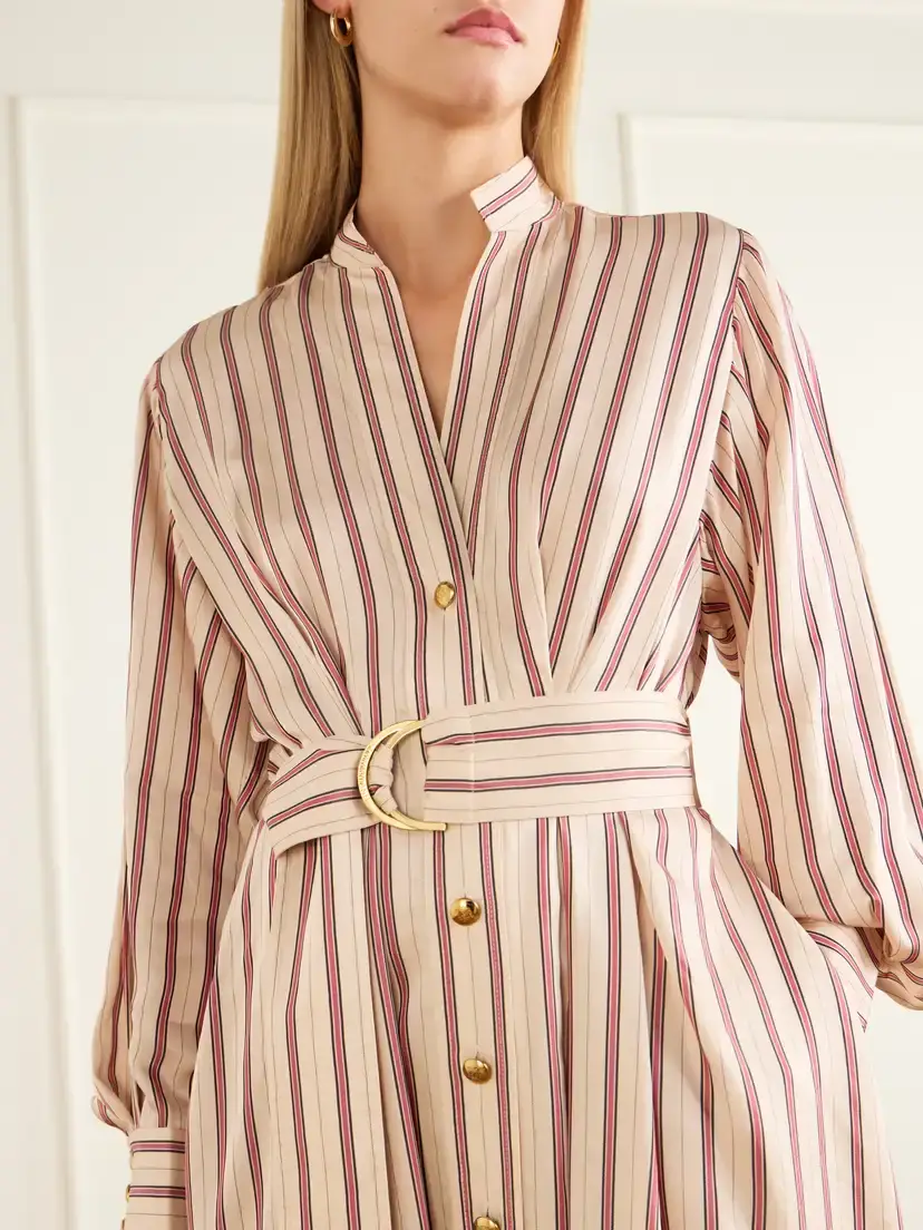Zimmermann Valiant Belted Striped Satin Midi Dress | Thumbnail 4 Zimmermann Valiant Belted Striped Satin Midi Dress | Thumbnail 4
