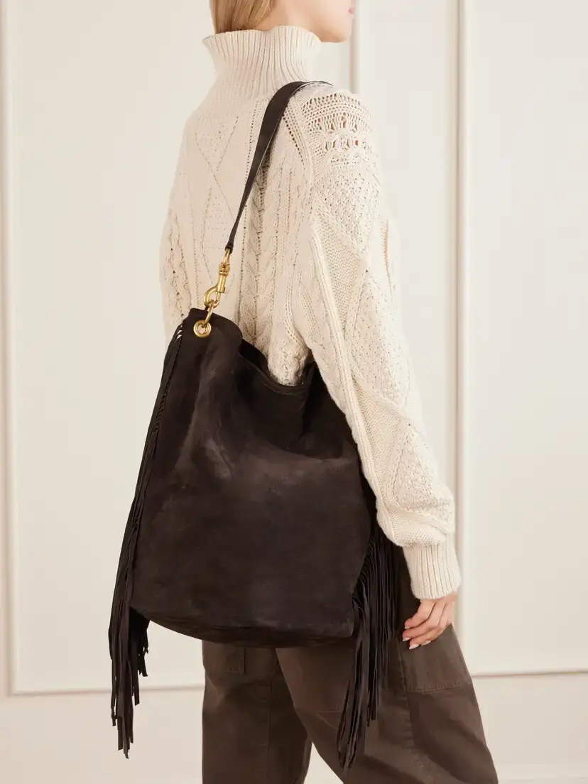 Nili Lotan Asher Fringed-trimmed Suede Shoulder Bag | Thumbnail 3