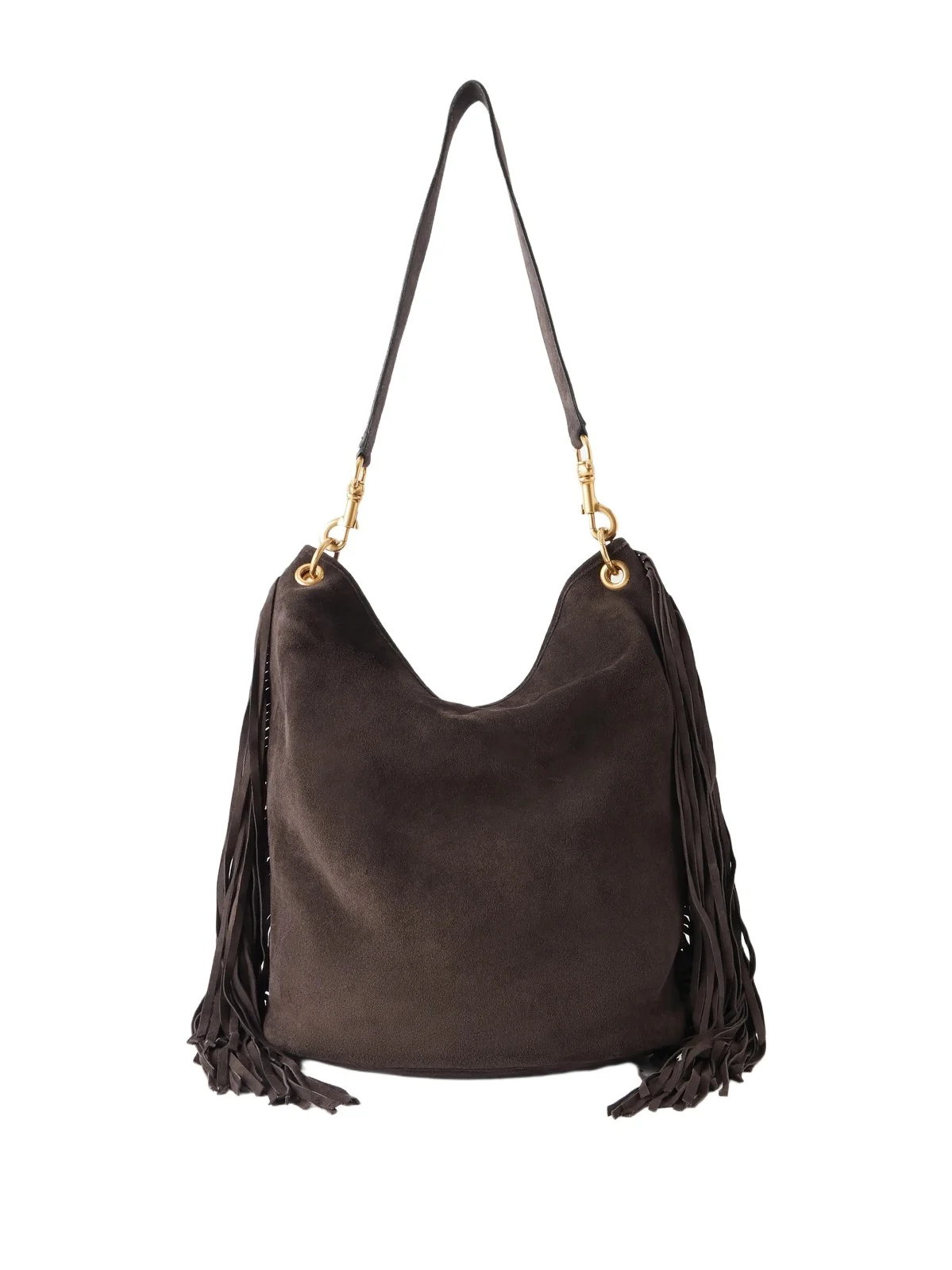 Nili Lotan Asher Fringed-trimmed Suede Shoulder Bag