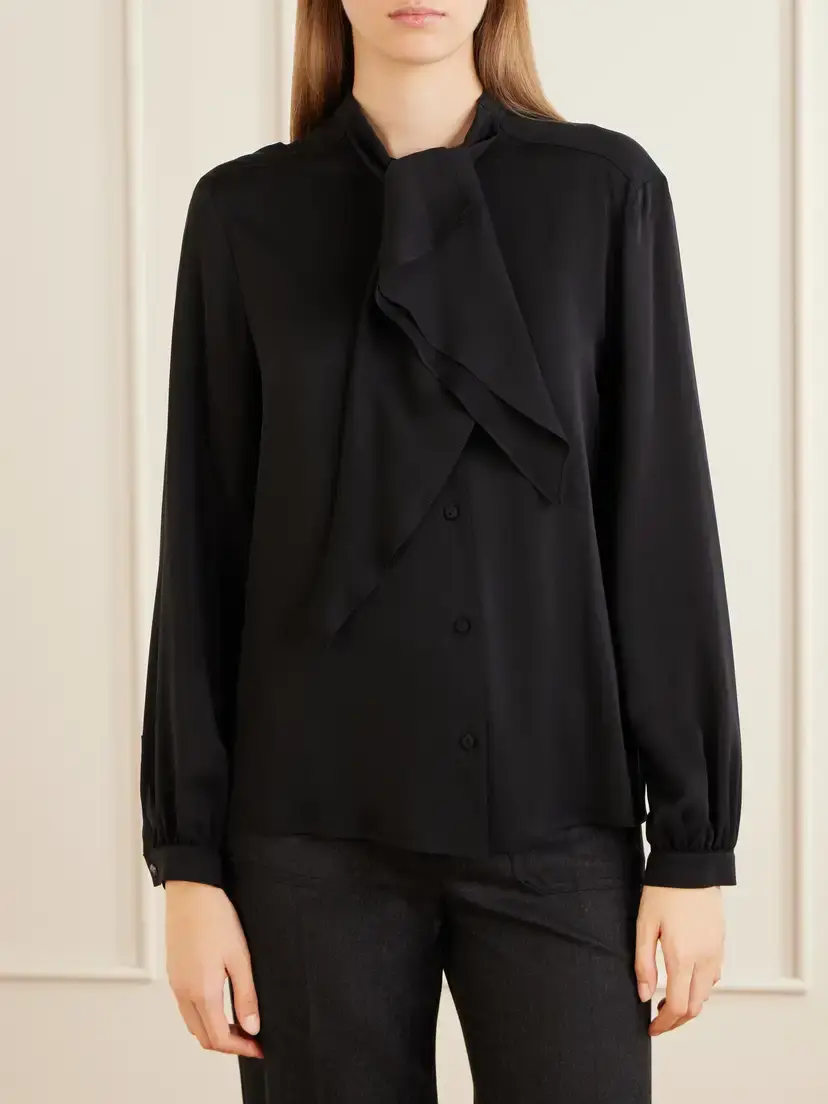 Max Mara Leccio Bow-detail Silk-crepon Blouse | Thumbnail 3